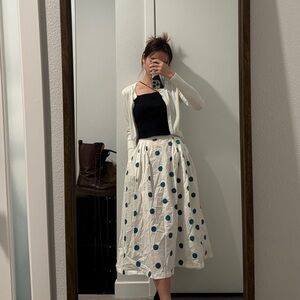 White Polka Dot Maxi Skirt